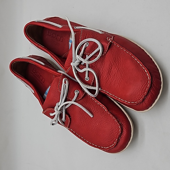 Born Henri Loafers Mens‎ size 12 Red Genuine Leather Hand-Sewn H46005 - Picture 1 of 5
